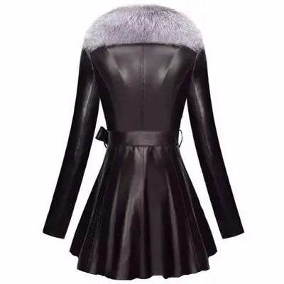 Women’s Faux Fur Winter Coat – Sheepskin-Style Jacket with Faux Fox Fur Collar & Snap Fastener - BLAKESTORE-NG