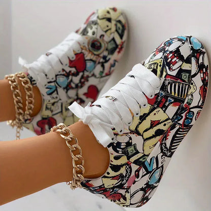 Women's Graffiti Print Sneakers. - BLAKESTORE-NG
