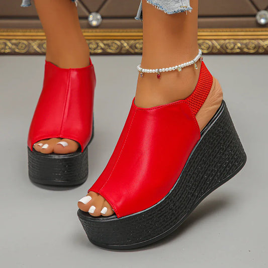 Women’s High-Quality Leather Wedge Sandals – Summer 2025 - BLAKESTORE-NG