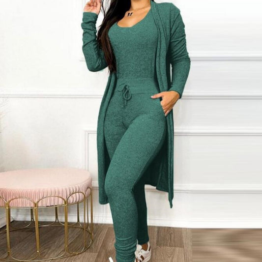 Women's Highwaist Jumpsuit with Cardigan Cover  - Black 2 / S - Maison Novaire