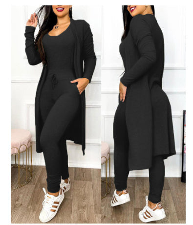 Women's Highwaist Jumpsuit with Cardigan Cover - Maison Novaire