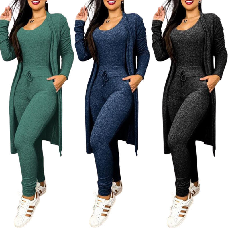 Women's Highwaist Jumpsuit with Cardigan Cover - Maison Novaire