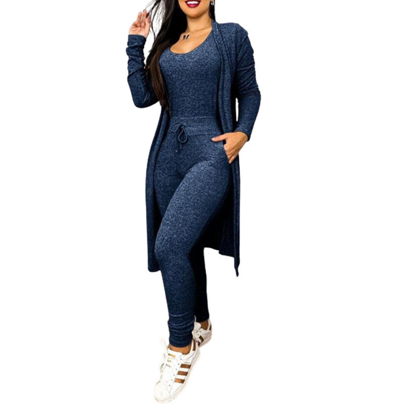 Women's Highwaist Jumpsuit with Cardigan Cover - Maison Novaire
