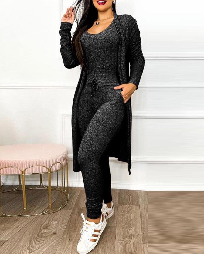 Women's Highwaist Jumpsuit with Cardigan Cover - Maison Novaire