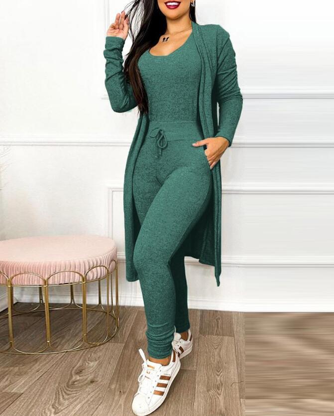 Women's Highwaist Jumpsuit with Cardigan Cover - Maison Novaire