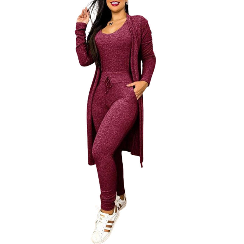 Women's Highwaist Jumpsuit with Cardigan Cover - Maison Novaire