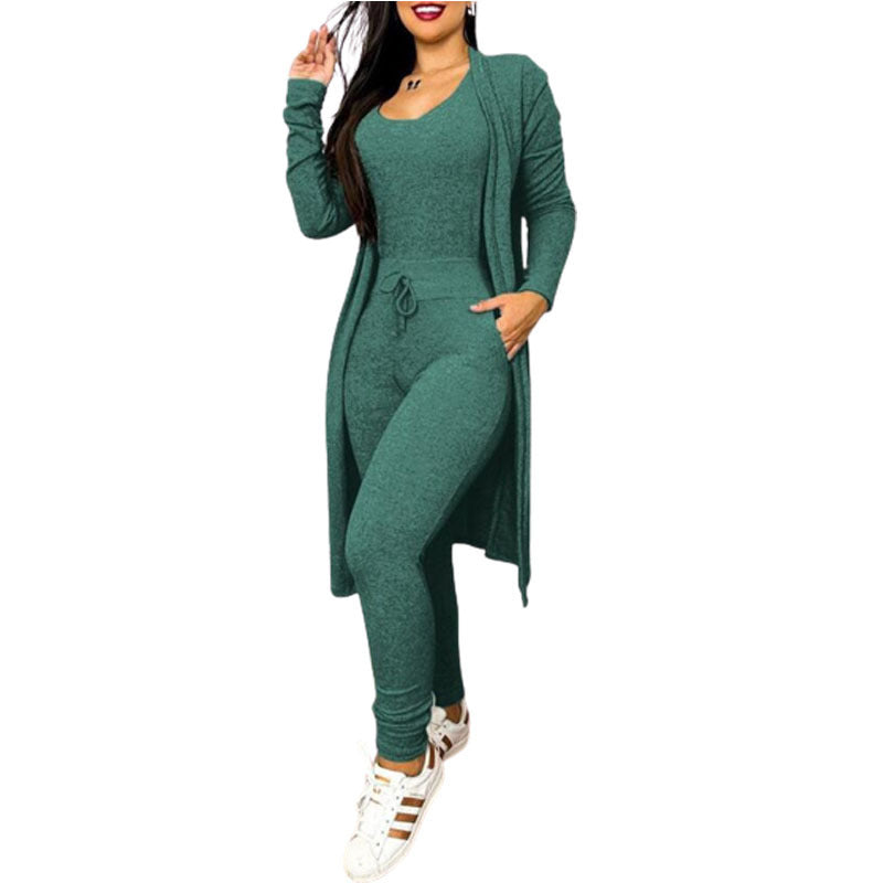Women's Highwaist Jumpsuit with Cardigan Cover - Maison Novaire