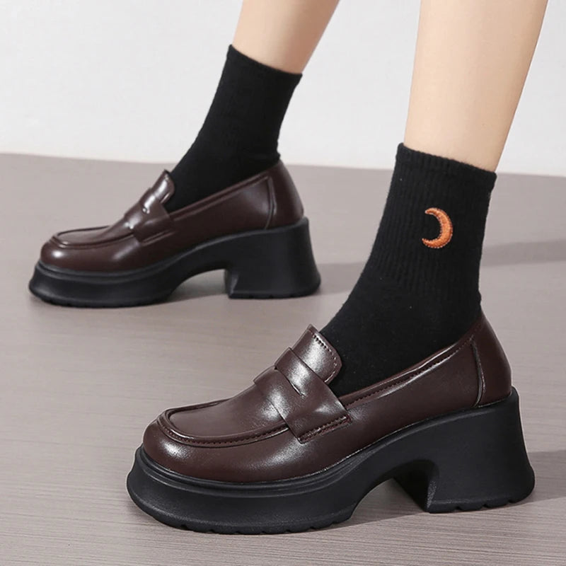 Women's Loafers Spring British Style Slip On Platform Shoes for Women. - Maison Novaire