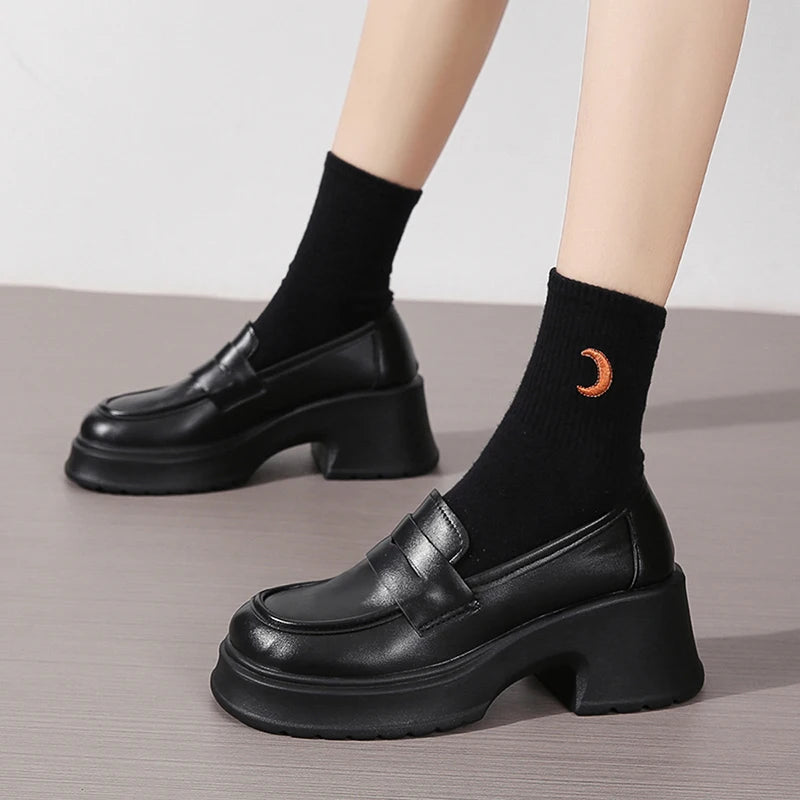 Women's Loafers Spring British Style Slip On Platform Shoes for Women. - Maison Novaire