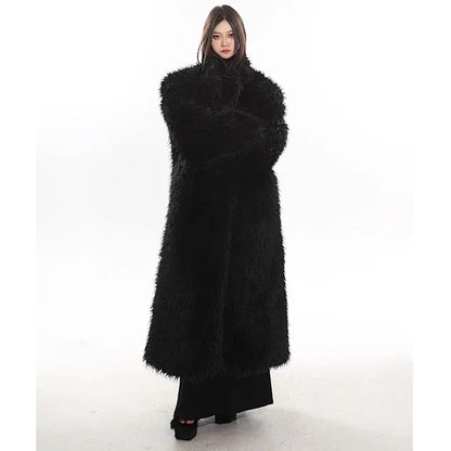 Women’s Luxury Faux Fox Fur Coat – Winter Warm Long Plush Trench Coat - BLAKESTORE-NG