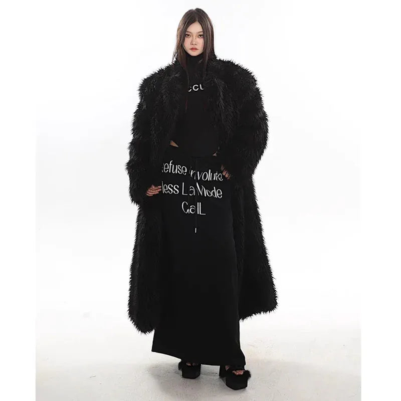 Women’s Luxury Faux Fox Fur Coat – Winter Warm Long Plush Trench Coat - BLAKESTORE-NG