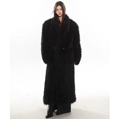 Women’s Luxury Faux Fox Fur Coat – Winter Warm Long Plush Trench Coat - BLAKESTORE-NG