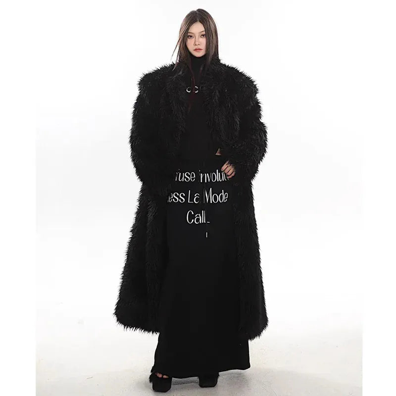 Women’s Luxury Faux Fox Fur Coat – Winter Warm Long Plush Trench Coat - BLAKESTORE-NG