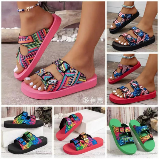 Women's Memory Foam Anti-Skid House Slides Sandals  - Black Flower / 40 - Maison Novaire