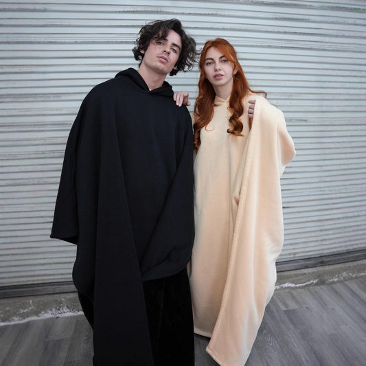 Woolen Loose Cape Tops For Men And Women  - Apricot / Free Size - Maison Novaire