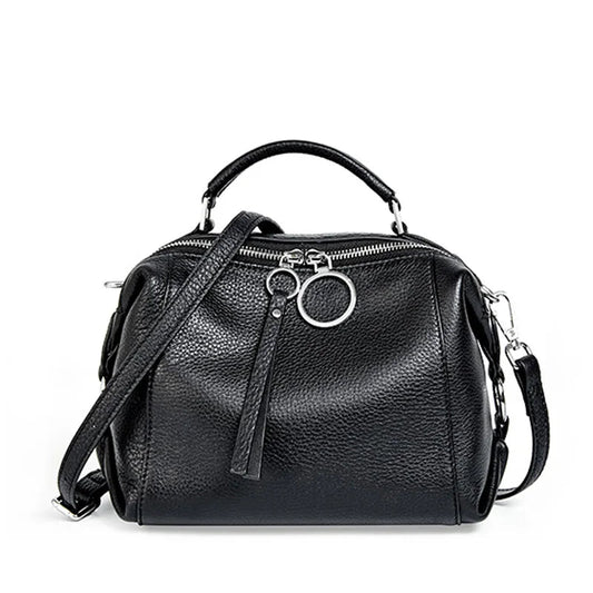 Zency Genuine Leather Cowhide Cross Body Bags.  - Black / Russian Federation - Maison Novaire