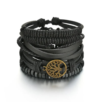 BLAKESTORE-NG Bracelet 11 Multilayer Black Leather Bracelets & Bangles for Men.