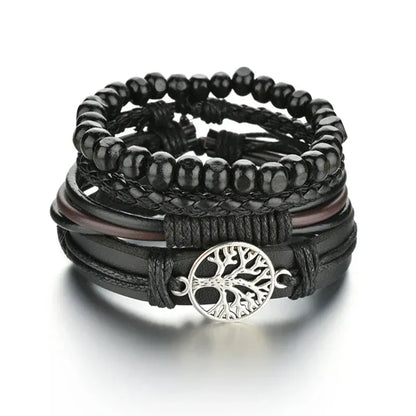 BLAKESTORE-NG Bracelet 15 Multilayer Black Leather Bracelets & Bangles for Men.