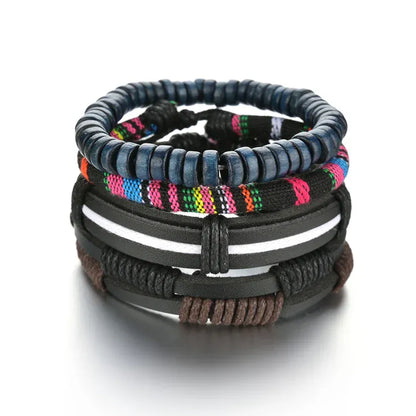 BLAKESTORE-NG Bracelet 17 Multilayer Black Leather Bracelets & Bangles for Men.