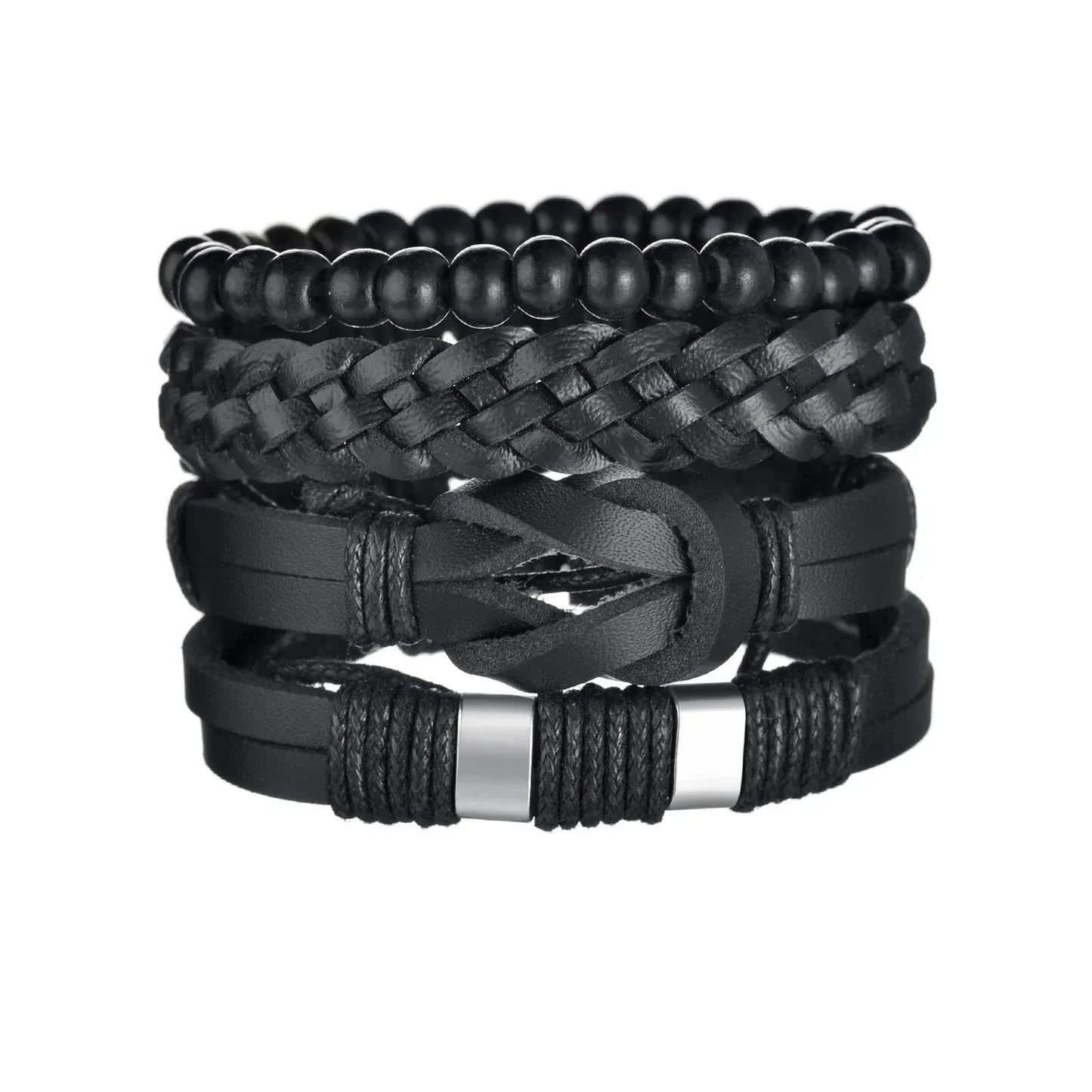 BLAKESTORE-NG Bracelet 22 Multilayer Black Leather Bracelets & Bangles for Men.