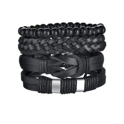BLAKESTORE-NG Bracelet 22 Multilayer Black Leather Bracelets & Bangles for Men.