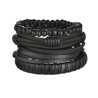 BLAKESTORE-NG Bracelet 28 Multilayer Black Leather Bracelets & Bangles for Men.