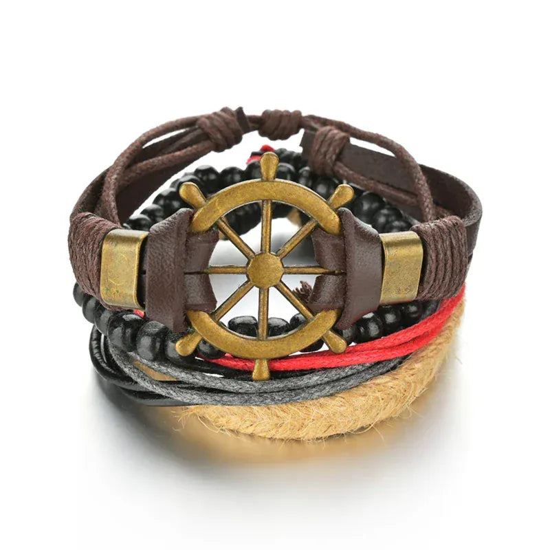 BLAKESTORE-NG Bracelet 3 Multilayer Black Leather Bracelets & Bangles for Men.