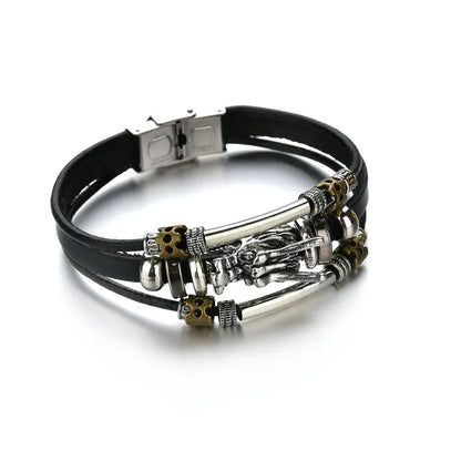 BLAKESTORE-NG Bracelet 31 Multilayer Black Leather Bracelets & Bangles for Men.