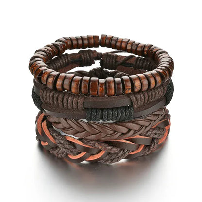 BLAKESTORE-NG Bracelet 5 Multilayer Black Leather Bracelets & Bangles for Men.