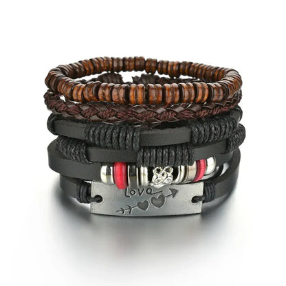 BLAKESTORE-NG Bracelet 6 Multilayer Black Leather Bracelets & Bangles for Men.