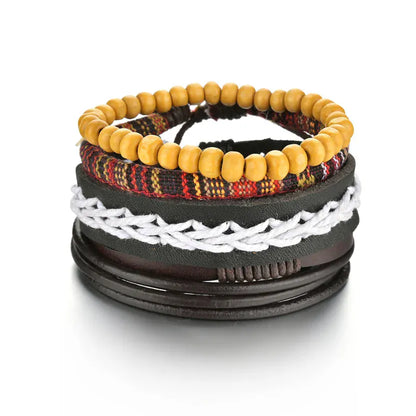 BLAKESTORE-NG Bracelet 9 Multilayer Black Leather Bracelets & Bangles for Men.