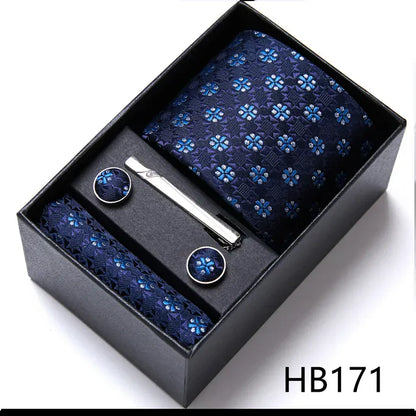 BLAKESTORE-NG Necktie HB171 Green Necktie Set with Hanky Cufflinks & Tie Clip | 7.5cm Business Formal Tie Gift Box for Men Wedding Party