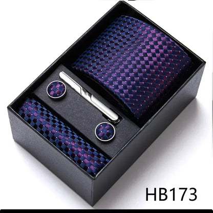BLAKESTORE-NG Necktie HB173 Green Necktie Set with Hanky Cufflinks & Tie Clip | 7.5cm Business Formal Tie Gift Box for Men Wedding Party