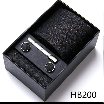 BLAKESTORE-NG Necktie HB200 Green Necktie Set with Hanky Cufflinks & Tie Clip | 7.5cm Business Formal Tie Gift Box for Men Wedding Party
