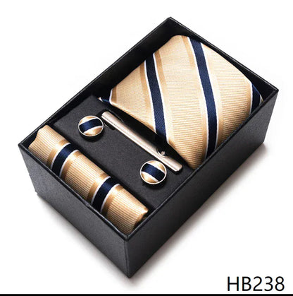BLAKESTORE-NG Necktie HB238 Green Necktie Set with Hanky Cufflinks & Tie Clip | 7.5cm Business Formal Tie Gift Box for Men Wedding Party