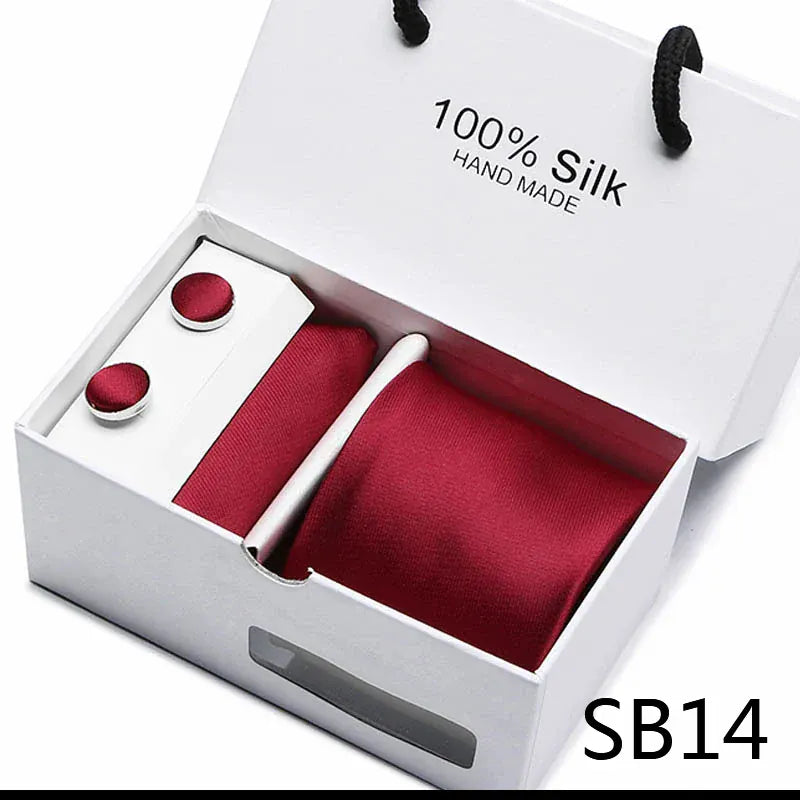 BLAKESTORE-NG Necktie SB14 100% Silk Striped Floral Tie Set with Handkerchief | 7.5cm Men’s Luxury Necktie Gift Box for Wedding Business Party