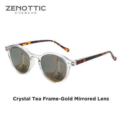 Lennox Retro Round Polarized Sunglasses – UV400 Protection 021 Gold Mirrored ZENOTTIC