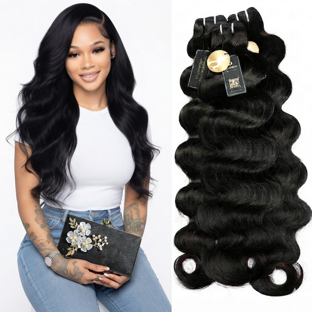 Perismoda body wave human hair bundles from Maison Hair Atelier by Maison Novaire
Texture:
Close-up view of Perismoda body wave human hair bundle texture and natural movement