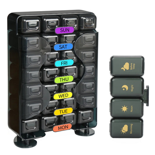 weekly-4-times-day-pill-organizer-drawer-travel - Maison Novaire #